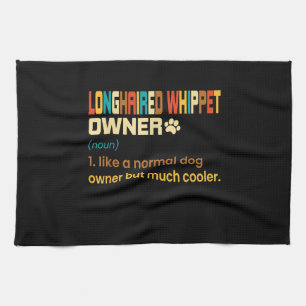 Funny Longhaired Whippet Vintage Retro Dog Mum Dad Tea Towel