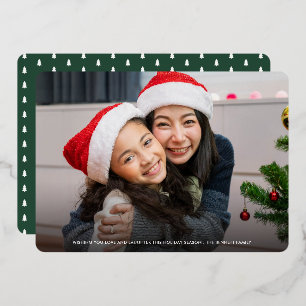 Funny Look at Us Christmas Full Photo   Green Foil Holiday Card