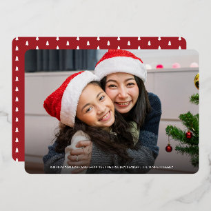Funny Look at Us Christmas Full Photo   Red Foil Holiday Card
