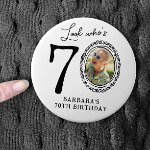 Funny Look Who's 70! Photo 70th Birthday 7.5 Cm Round Badge