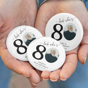 Funny 'Look Who's 80' Stylish 80th Birthday 6 Cm Round Badge