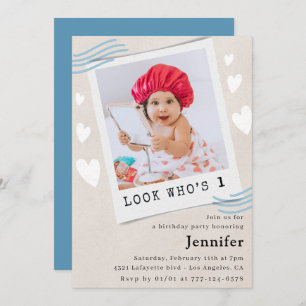 Funny Look who's turning 1st birthday invitations
