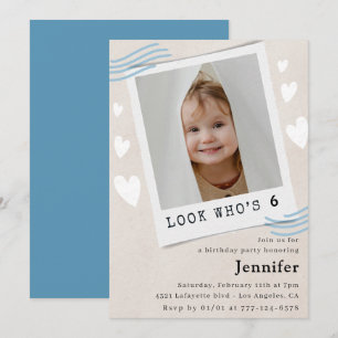 Funny Look who's turning 6th birthday invitations