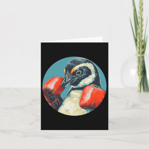 Funny Looking Penguin With Boxing Gloves Costume Card