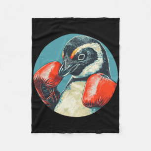 Funny Looking Penguin With Boxing Gloves Costume Fleece Blanket