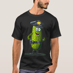Funny Looking Pickle In Police Office Outfit T-Shirt