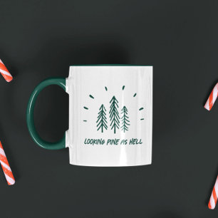 Funny Looking Pine Trees Holiday Christmas Pun Two-Tone Coffee Mug