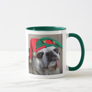 Funny looking pug with tongue hanging out mug