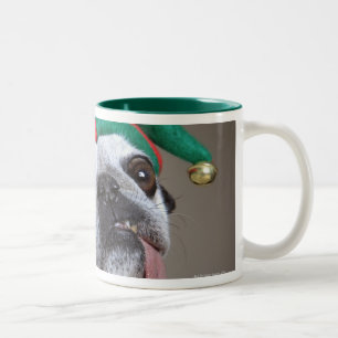 Funny looking pug with tongue hanging out Two-Tone coffee mug