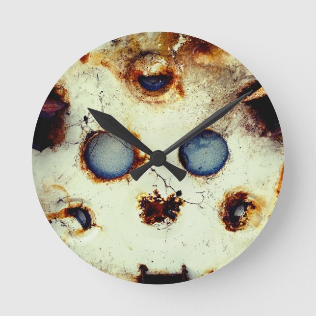 Funny Looking Rusty Abandoned Object Round Clock (Front)