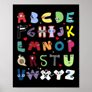Funny Lore Alphabet A To Z Hi Letter For Kids Boys Poster