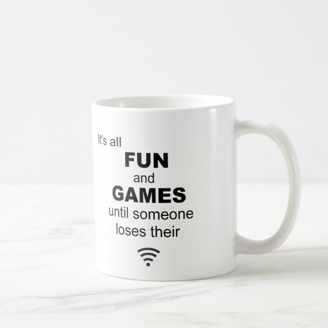 Funny Losing WiFi Internet - White Coffee Mug (Right)
