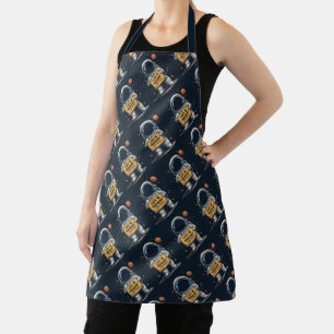 Funny Lost in Thought Astronaut Space Illustration Apron