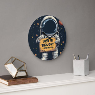 Funny Lost in Thought Astronaut Space Illustration Large Clock