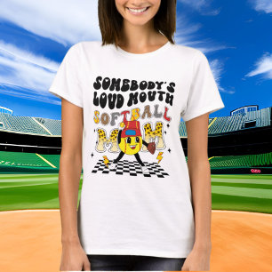 funny loud mouth softball Mom word art  T-Shirt