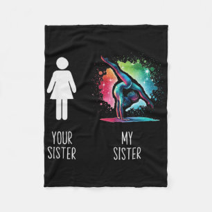Funny Loud Proud Brother Of Gymnast Gymnastic Girl Fleece Blanket