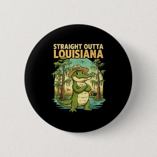 Funny Louisiana Alligator Retro Wildlife Travel Ba 6 Cm Round Badge