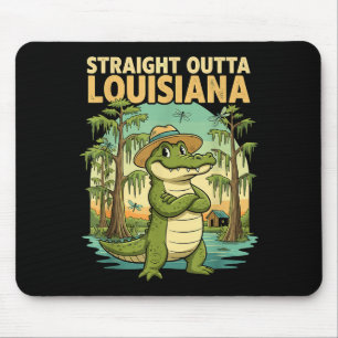 Funny Louisiana Alligator Retro Wildlife Travel Ba Mouse Mat