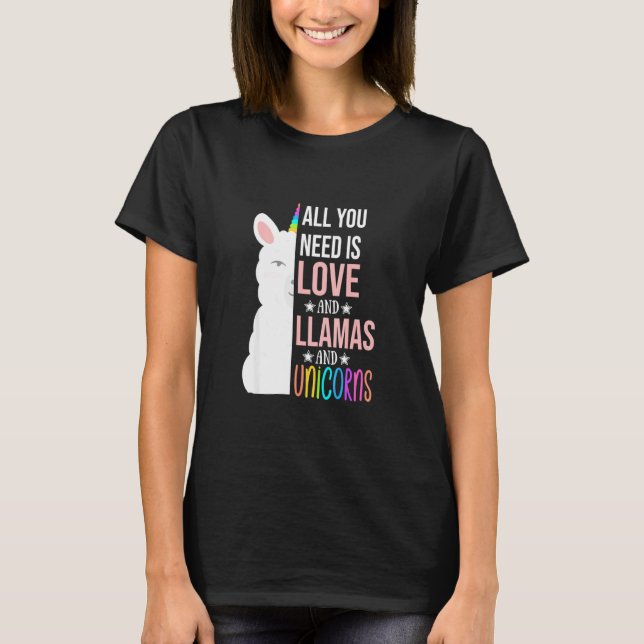 Funny Love All You Need Is Love Llama  T-Shirt (Front)