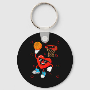 Funny Love Basketball Heart Shape Happy Valentine' Key Ring