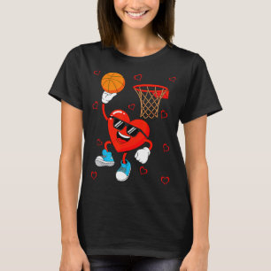 Funny Love Basketball Heart Shape Happy Valentine' T-Shirt