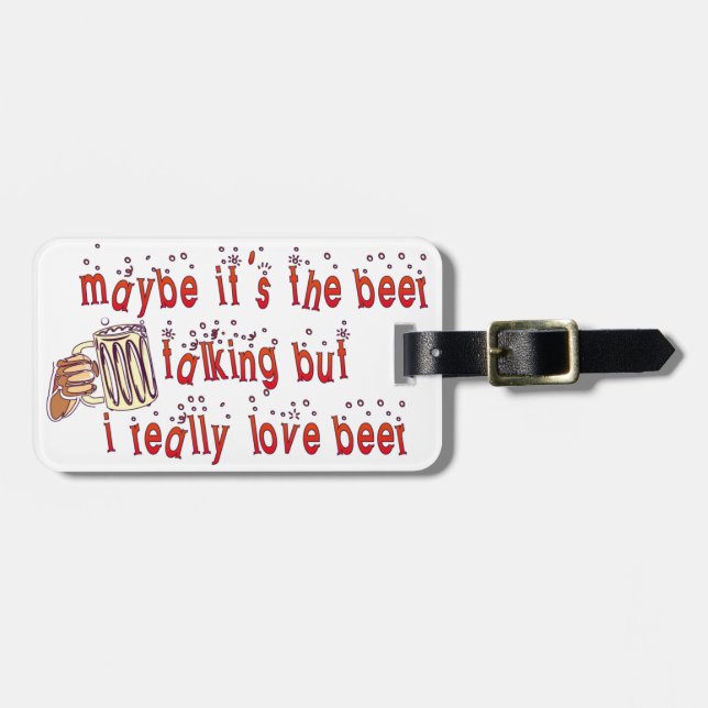 Funny Love Beer Luggage Tag (Front Horizontal)