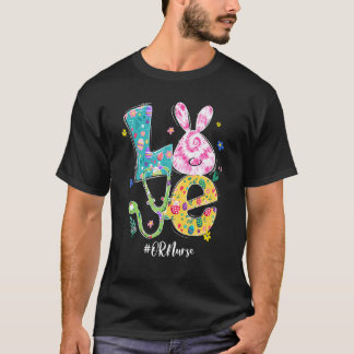 Funny Love Bunny Or Life Easter Day Nurse Stethosc T-Shirt