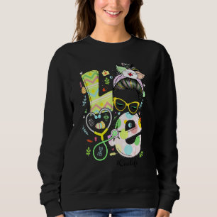Funny Love Cna Life Easter Messy Bun Stethoscope C Sweatshirt
