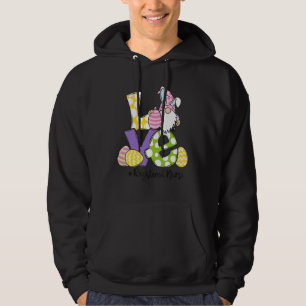 Funny Love Gnome Bunny Egg Registered Nurse Easter Hoodie