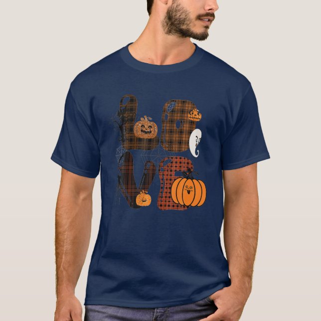 Funny Love Halloween Pumpkin Halloween T-Shirt (Front)
