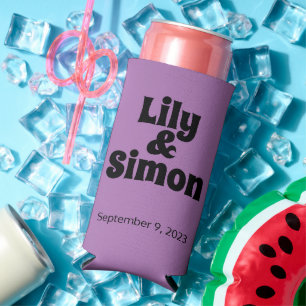 Funny "Love Has Found Me" Lavender Wedding Favours Seltzer Can Cooler