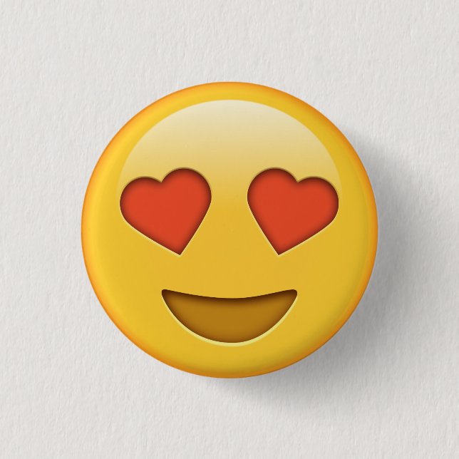 Funny love hearts emoji button (Front)