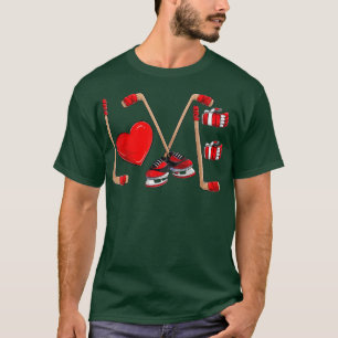 Funny Love Hockey Valentines Day Toddler Boys Kid T-Shirt