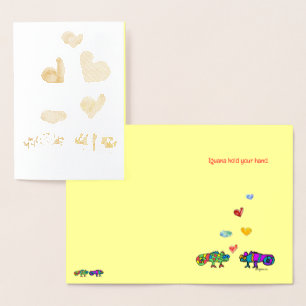 Funny Love Iguanas Cartoon Folded Greeting Card