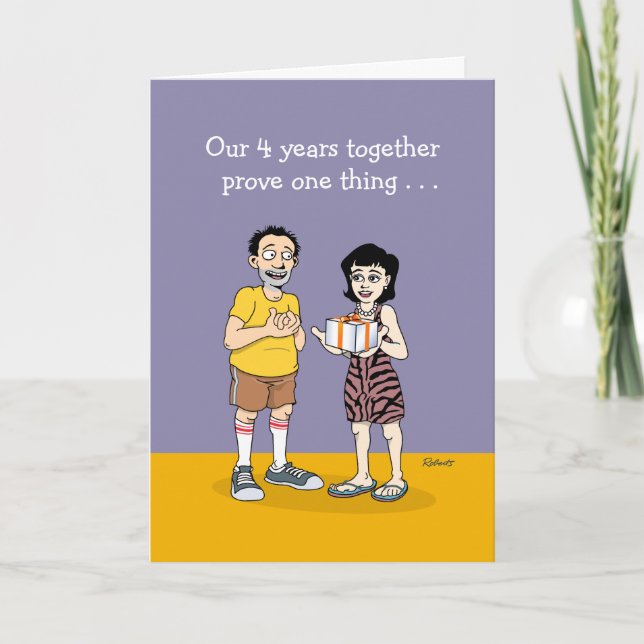 Funny "Love Is" 4th Wedding Anniversary Card (Front)