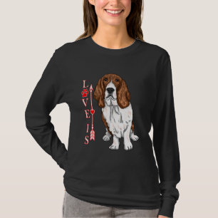 Funny Love Is Basset Hound Dog Cute Dog Paw Print T-Shirt