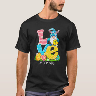 Funny Love Lacrosse Easter Gnome Egg Hunting Baske T-Shirt