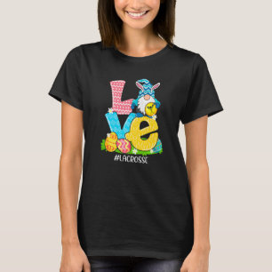 Funny Love Lacrosse Easter Gnome Egg Hunting Baske T-Shirt