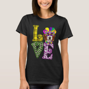 Funny Love Mardi Gras Beagle Dog Dad Dog Mum T-Shirt