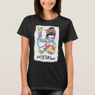 Funny Love Nicu Nurse Messy Bun Easter Day Christi T-Shirt