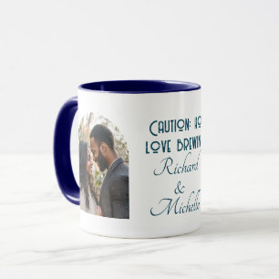 Funny Love Quote Custom Photo and Names Blue Mug