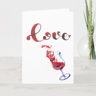 Funny Love Spilled Wine Glass Valentine's Day Holiday Card
