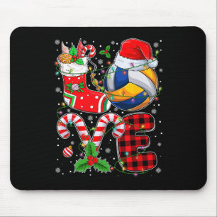 Funny Love Volleyball Ball Santa Hat Christmas Lig Mouse Mat