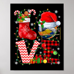 Funny Love Volleyball Ball Santa Hat Christmas Lig Poster