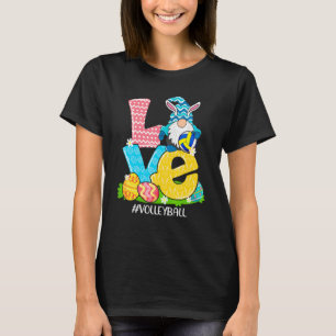 Funny Love Volleyball Easter Gnome Egg Hunting Bas T-Shirt