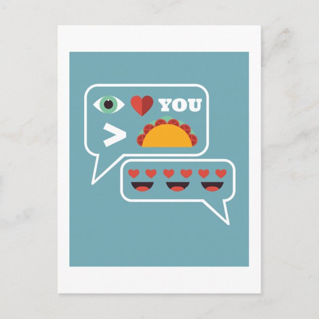 Funny Love You More Than Tacos Emoji Text Speak Postcard (Front)