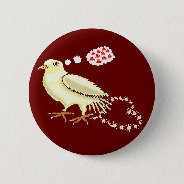 Funny Lovebird Valentine's Day Dove 6 Cm Round Badge (Front)