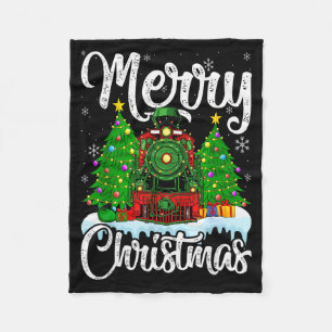 Funny Lover Xmas Lighting Santa Train Christmas Fleece Blanket