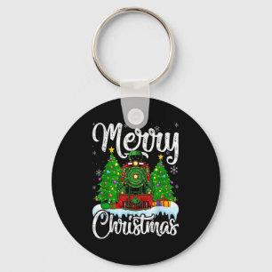 Funny Lover Xmas Lighting Santa Train Christmas Key Ring