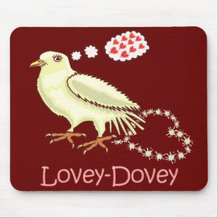 Funny Lovey-Dovey Valentine's Day Dove Mouse Mat